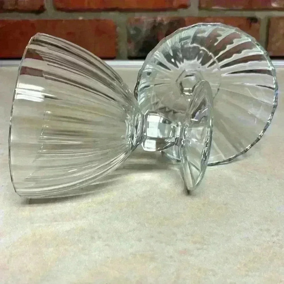 Cristal D'Arques-Durand 2 Ice Cream/Dessert Bowls Pattern Is "Quadro" No Trim - Picture 7 of 10